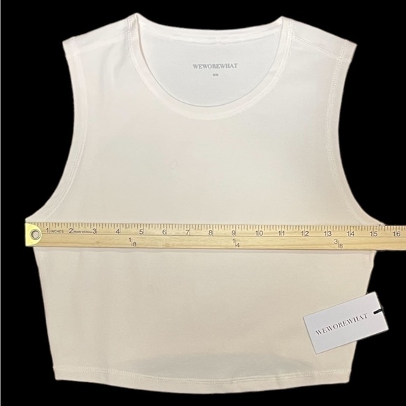 Nwt Womens weworewhat Muscle Tank Top Solid Off White Cropped Top Size Medium - Picture 9 of 16